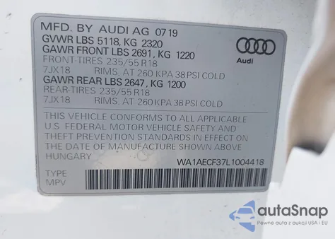 2020 Audi Q3 Premium 45 Tfsi Quattro Tiptronic from USA, damaged, VIN WA1AECF37L1004418